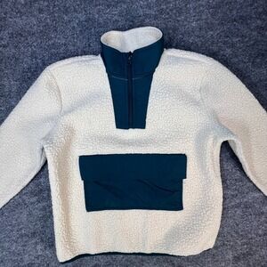 NWT Thereabouts Cozy Cream‎ and Teal Kids Fleece Sherpa Pullover Size S/8